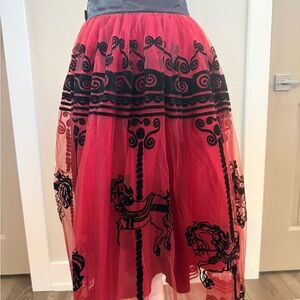 Elegant Red and Black Tulle Skirt by unique vintage